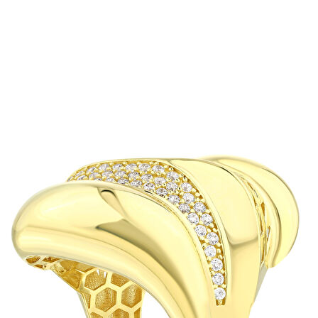 Altın Taşlı Tasarım Yüzük - 14K