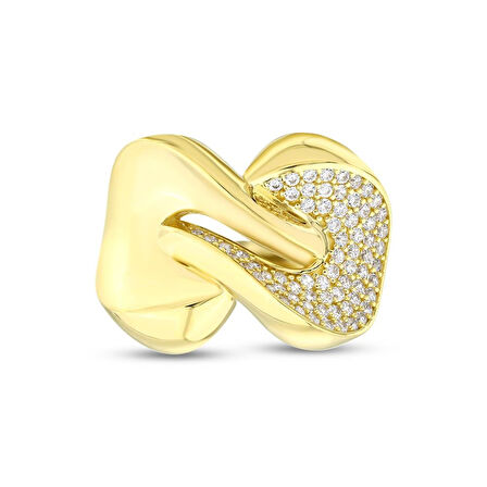 Altın Taşlı Tasarım Yüzük - 14K