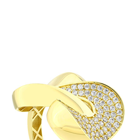 Altın Taşlı Tasarım Yüzük - 14K