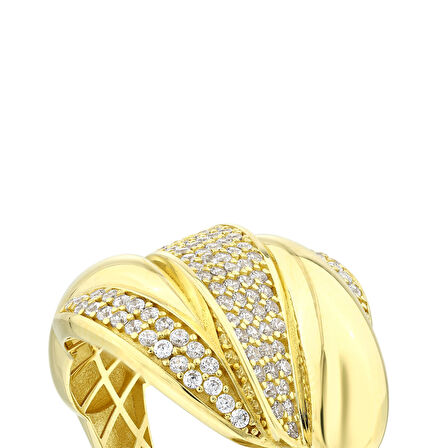 Altın Taşlı Tasarım Yüzük - 14K