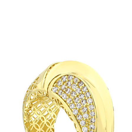 Altın Taşlı Tasarım Yüzük - 14K