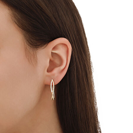 Tasarım Altın Küpe - 14K - 3.95gr