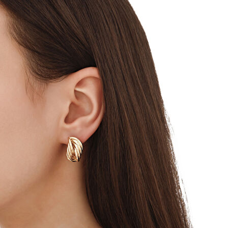 Tasarım Altın Küpe - 14K - 3.48gr