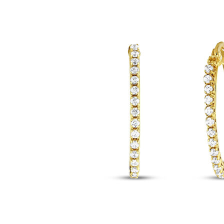 Taşlı Altın Halka Küpe - 14K - 1.98gr