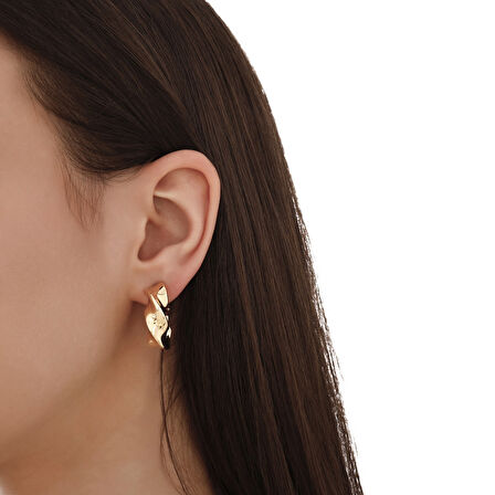 Altın Tasarım Küpe - 14K - 5.98gr