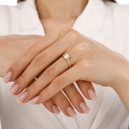 Altın Tektaş Yüzük - 14K - 2.10gr