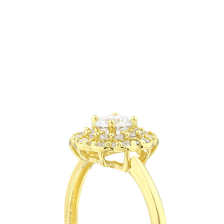 Taşlı Tasarım Altın Yüzük - 14K - 2.24gr