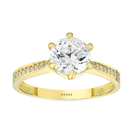 Altın Tektaş Yüzük - 14K - 2.41gr