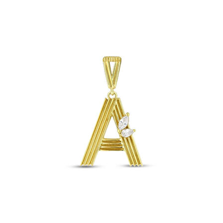Altın A Harf Kolye Ucu - 14K - 2.05gr
