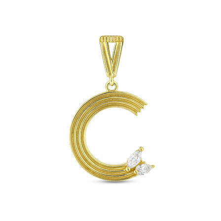 Altın C Harf Kolye Ucu - 14K - 1.69gr