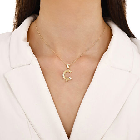 Altın Ç Harf Kolye Ucu - 14K - 1.73gr