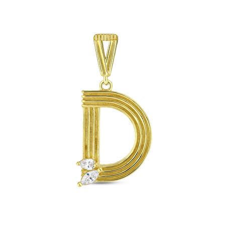 Altın D Harf Kolye Ucu - 14K - 1.94gr