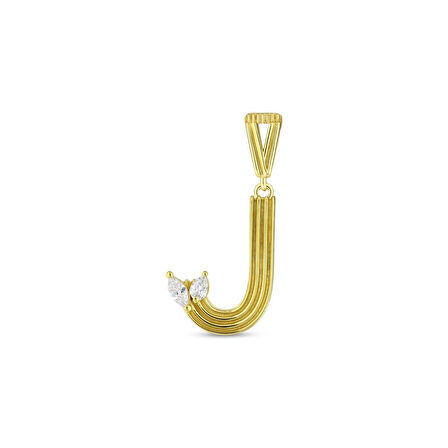 Altın J Harf Kolye Ucu - 14K - 1.38gr