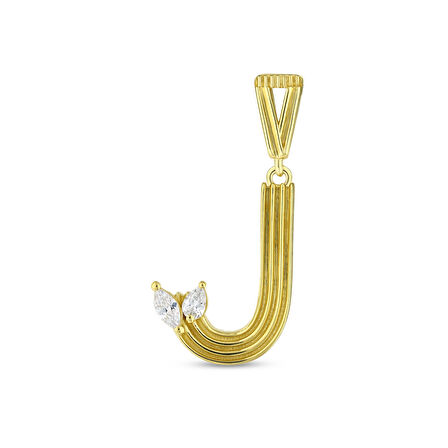 Altın J Harf Kolye Ucu - 14K - 1.38gr