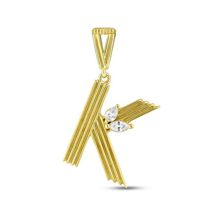 Altın K Harf Kolye Ucu - 14K - 1.89gr