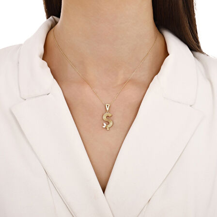 Altın Ş Harf Kolye Ucu - 14K - 1.94gr