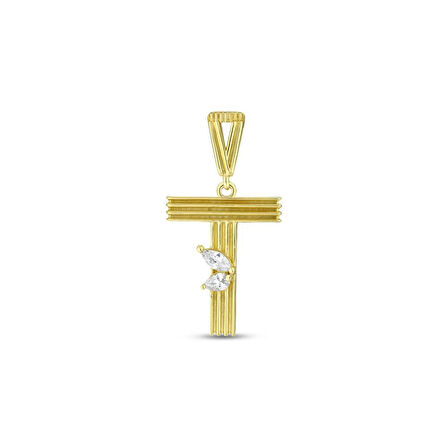 Altın T Harf Kolye Ucu - 14K - 1.58gr