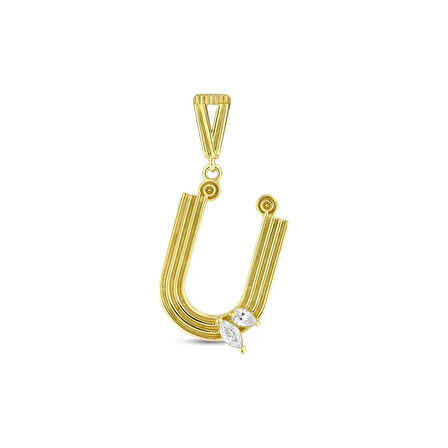 Altın Ü Harf Kolye Ucu - 14K - 1.91gr