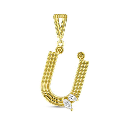 Altın Ü Harf Kolye Ucu - 14K - 1.91gr