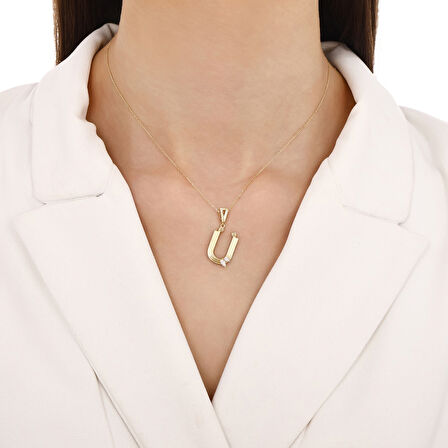 Altın Ü Harf Kolye Ucu - 14K - 1.91gr