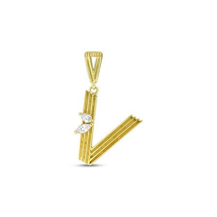 Altın V Harf Kolye Ucu - 14K - 1.64gr