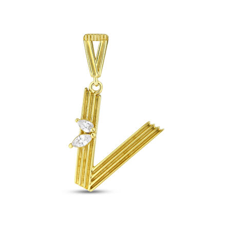 Altın V Harf Kolye Ucu - 14K - 1.64gr
