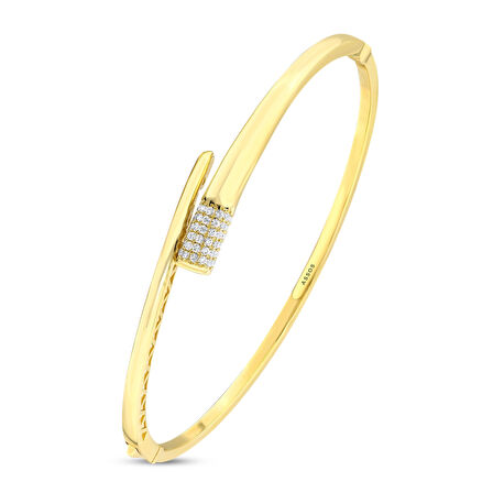 Taşlı Tasarım Altın Kelepçe - 14K - 5.75gr