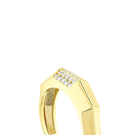 Taşlı Tasarım Altın Yüzük - 14K - 2.55gr