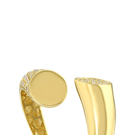 Altın Taşlı Tasarım Yüzük - 14K