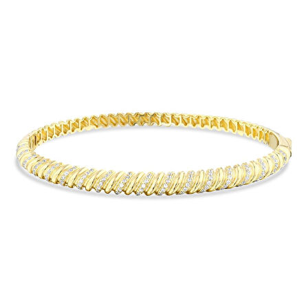 Taşlı Tasarım Altın Kelepçe - 14K - 8.30gr