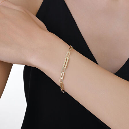 Altın Tasarım Zincir Bileklik - 14K