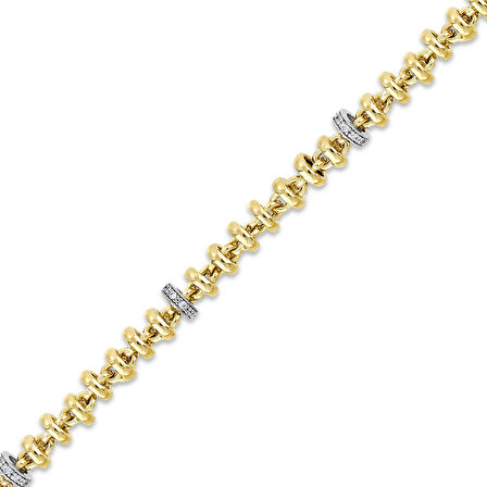 Taşlı Altın Tasarım Bileklik - 14K