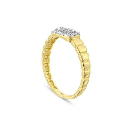 Taşlı Tasarım Altın Yüzük - 14K - 1.47gr