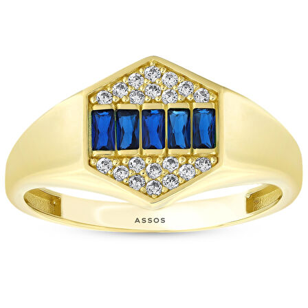 Renkli Taşlı Altın Yüzük - 14K - 2.38gr