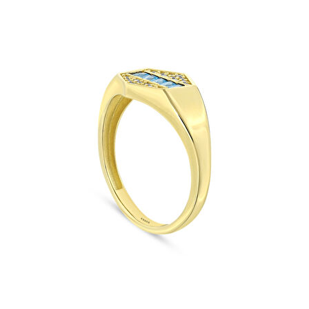 Renkli Taşlı Altın Yüzük - 14K - 2.19gr