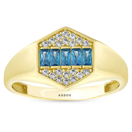 Renkli Taşlı Altın Yüzük - 14K - 2.19gr