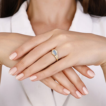 Renkli Taşlı Altın Yüzük - 14K - 2.19gr