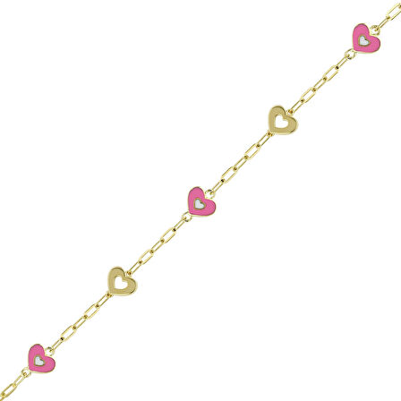 Kalp Figürlü Altın Çocuk Bileklik - 14K