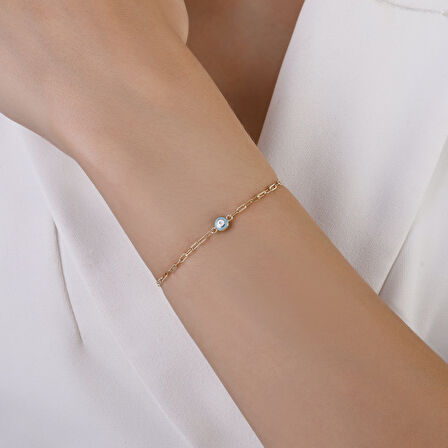 Altın Nazar Boncuklu Bileklik - 14K