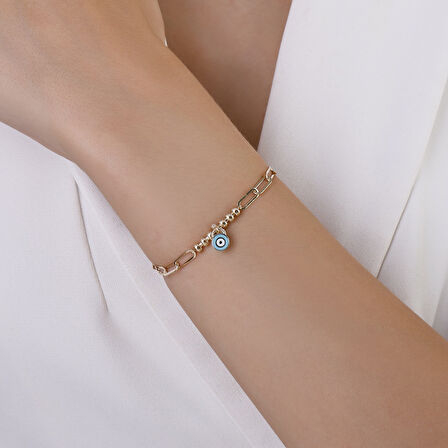 Altın Nazar Boncuklu Bileklik - 14K