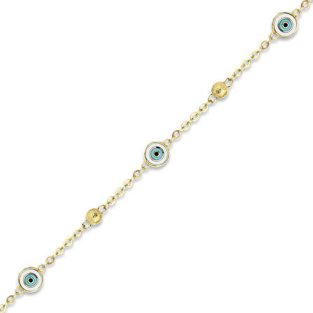 Altın Nazar Boncuklu Bileklik - 14K