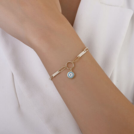 Altın Nazar Boncuklu Bileklik - 14K