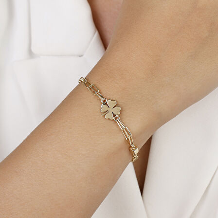 Altın Yonca Figürlü Bileklik - 14K