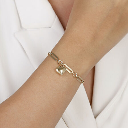 Altın Kalp Figürlü Bileklik - 14K