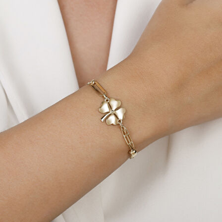 Altın Yonca Figürlü Bileklik - 14K