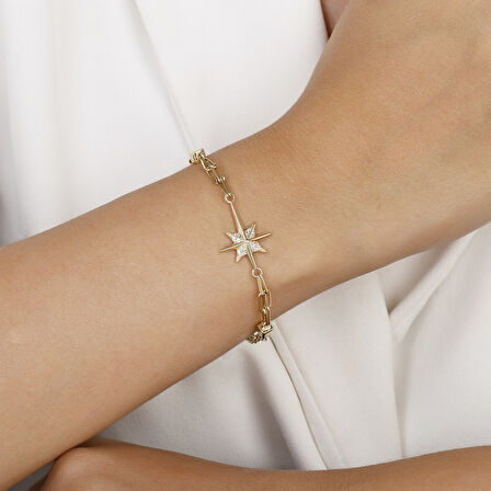 Altın Kutup Yıldızı Figürlü Bileklik - 14K