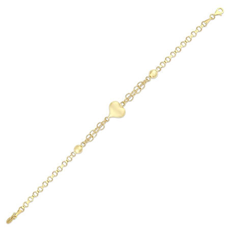 Altın Kalp Figürlü Bileklik - 14K