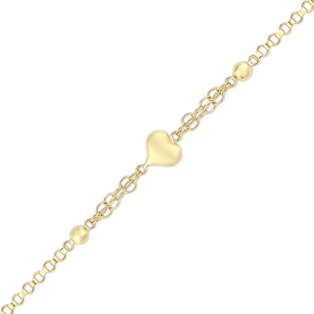 Altın Kalp Figürlü Bileklik - 14K