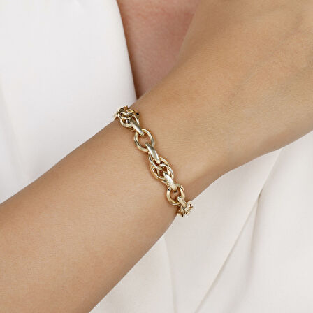 Altın Tasarım Zincir Bileklik - 14K