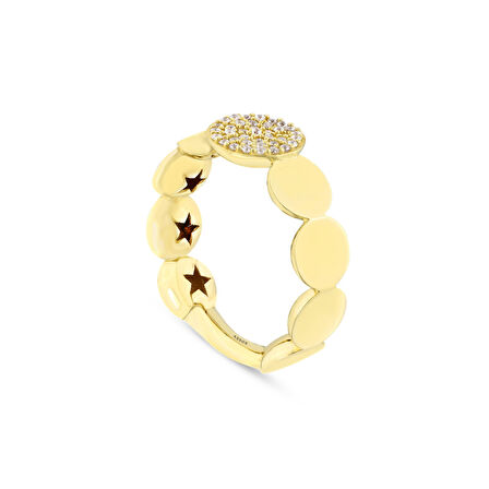 Altın Taşlı Tasarım Yüzük - 14K